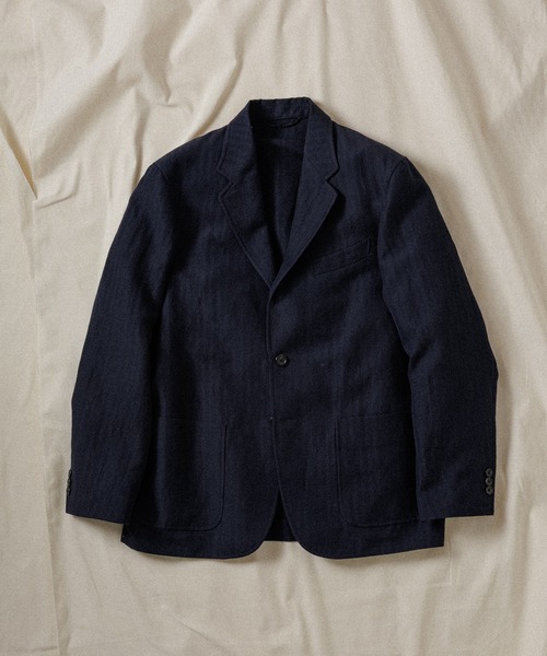WILD LIFE TAILOR】WOOL LINEN HERRINGBONE BLAZER（テーラード