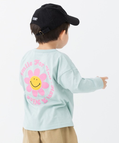 chil2（チルツー）の「〈スマイリーフェイス〉長袖Tシャツ（Tシャツ/カットソー・キッズ・ブラック/ミント/イエロー/クリーム・80ｃｍ/90cm/110cm/100cm/120cm/130cm/140cm）」の3枚目の写真