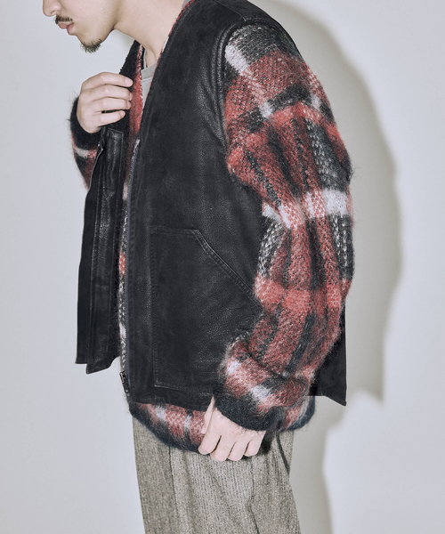 JOURNAL STANDARD J.S HOMESTEAD（ジャーナルスタンダードホームステッド）の「J.S.Homestead / フロック レザー ジップ ベスト（その他アウター・メンズ・ブラック/ブラウン系その他・MEDIUM/LARGE）」の12枚目の写真