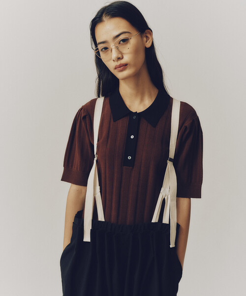 Firsthand(ファーストハンド)の「Firsthand/ファーストハンド 機能性素材 シルク入り バイカラーポロニット / 抗ピル / マシンウォッシャブル(ニット/セーター・レディース・レッド/ブラウン/ベージュ・FREE)」の2枚目の写真