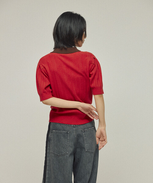 Firsthand(ファーストハンド)の「Firsthand/ファーストハンド 機能性素材 シルク入り バイカラーポロニット / 抗ピル / マシンウォッシャブル(ニット/セーター・レディース・レッド/ブラウン/ベージュ・FREE)」の19枚目の写真