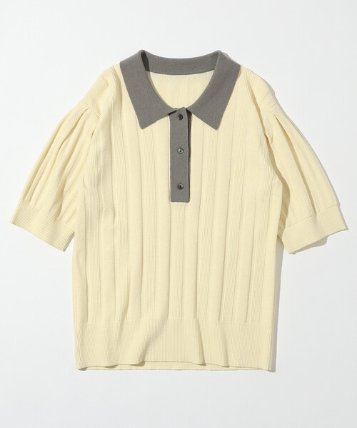 Firsthand(ファーストハンド)の「Firsthand/ファーストハンド 機能性素材 シルク入り バイカラーポロニット / 抗ピル / マシンウォッシャブル(ニット/セーター・レディース・レッド/ブラウン/ベージュ・FREE)」の8枚目の写真