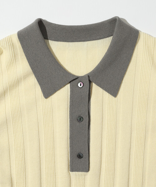 Firsthand(ファーストハンド)の「Firsthand/ファーストハンド 機能性素材 シルク入り バイカラーポロニット / 抗ピル / マシンウォッシャブル(ニット/セーター・レディース・レッド/ブラウン/ベージュ・FREE)」の6枚目の写真