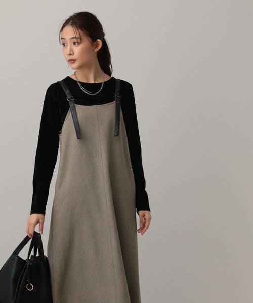 GLOBAL WORK（グローバルワーク）の「MATINEE LINE/MIXストレッチ/ワンピース/583746（ワンピース・レディース・モカ/ブラウン/チャコールグレー・MEDIUM/LARGE）」の3枚目の写真