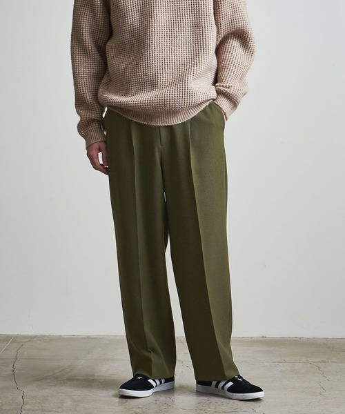 info. BEAUTY&YOUTH(インフォビューティアンドユース)の「【マルチサイズ】ポリエステルサージ ワイドストレート スラックス(スラックス・メンズ・ダークグリーン/オレンジ系その他/ブラック/オリーブ・マルチサイズ)」の5枚目の写真