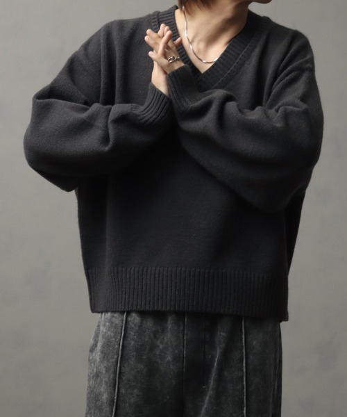 welise（ウェライズ）の「【welise/ウェライズ】マルチプルファンクションズ オーバースリーブ ショート丈 2重襟Vネックニット（ニット/セーター・メンズ・レッド/オフホワイト/チャコールグレー/杢グレー/ブラック系その他/ダークネイビー・L/S/M）」の20枚目の写真