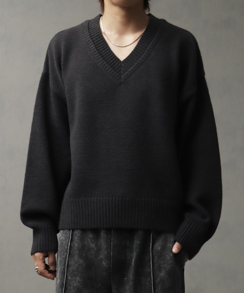 welise（ウェライズ）の「【welise/ウェライズ】マルチプルファンクションズ オーバースリーブ ショート丈 2重襟Vネックニット（ニット/セーター・メンズ・レッド/オフホワイト/チャコールグレー/杢グレー/ブラック系その他/ダークネイビー・L/S/M）」の21枚目の写真