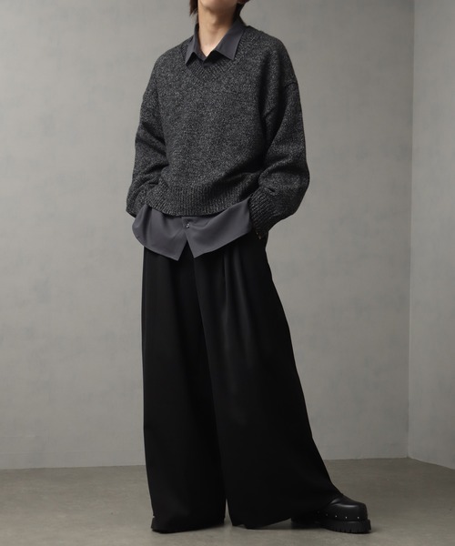 welise（ウェライズ）の「【welise/ウェライズ】マルチプルファンクションズ オーバースリーブ ショート丈 2重襟Vネックニット（ニット/セーター・メンズ・レッド/オフホワイト/チャコールグレー/杢グレー/ブラック系その他/ダークネイビー・L/S/M）」の18枚目の写真