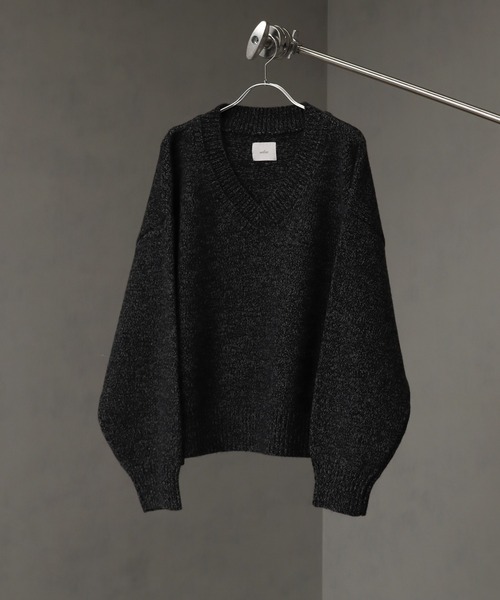 welise（ウェライズ）の「【welise/ウェライズ】マルチプルファンクションズ オーバースリーブ ショート丈 2重襟Vネックニット（ニット/セーター・メンズ・レッド/オフホワイト/チャコールグレー/杢グレー/ブラック系その他/ダークネイビー・L/S/M）」の13枚目の写真