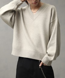 welise（ウェライズ）の「【welise ウェライズ】-2026AW-マルチプルファンクションズ オーバースリーブ ショート丈 2重襟Vネックニット（ニット/セーター）」