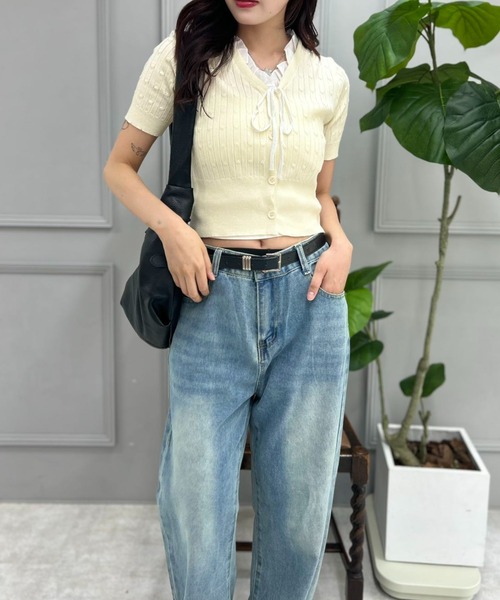 mebole（メボレ）の「Ribbon Sleeve Cardigan（カーディガン/ボレロ・レディース・アイボリー/ブルー・FREE）」の12枚目の写真