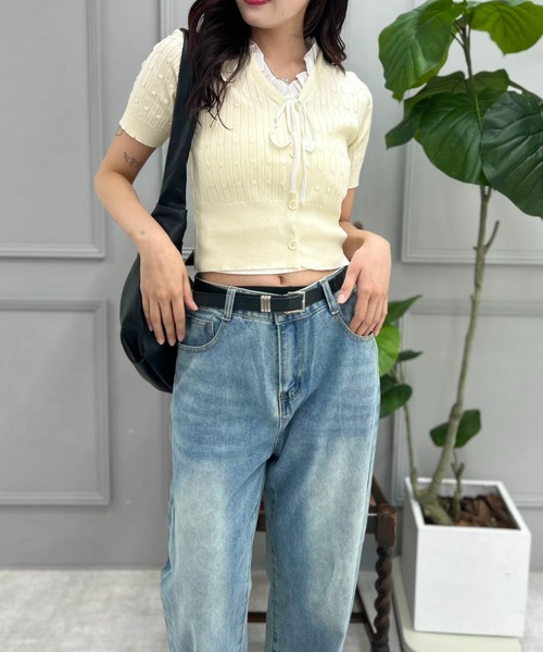mebole（メボレ）の「Ribbon Sleeve Cardigan（カーディガン/ボレロ・レディース・アイボリー/ブルー・FREE）」の10枚目の写真