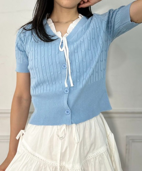 mebole（メボレ）の「Ribbon Sleeve Cardigan（カーディガン/ボレロ・レディース・アイボリー/ブルー・FREE）」の17枚目の写真