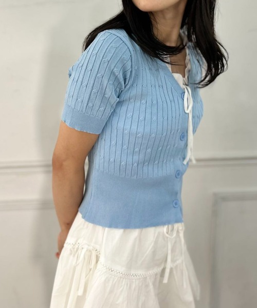 mebole（メボレ）の「Ribbon Sleeve Cardigan（カーディガン/ボレロ・レディース・アイボリー/ブルー・FREE）」の22枚目の写真