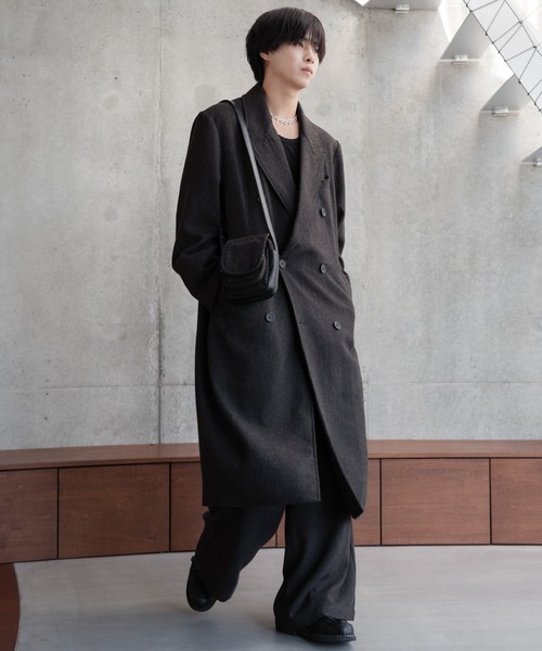 sinss クラシック ウール ブレンド ツイード コート チャコール M Classic Wool Blend Tweed Coat / クラシックウールブレンドツイード