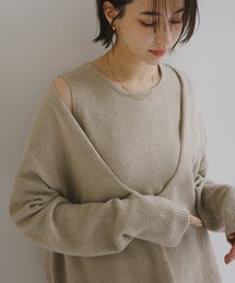 【新色追加】ノースリーブ長袖ニットトップスセット