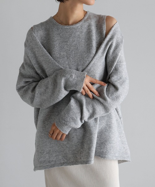 セール】【新色追加】ノースリーブ長袖ニットトップスセット（ニット