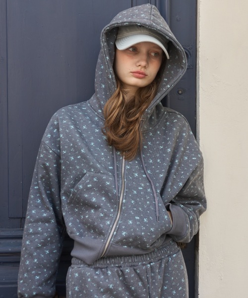 Birthday room（バースデイルーム）の「小花柄スウェットパーカー/Small floral print hoodie（パーカー・レディース・オートミール/ネイビー・FREE）」の20枚目の写真