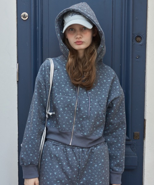 Birthday room（バースデイルーム）の「小花柄スウェットパーカー/Small floral print hoodie（パーカー・レディース・オートミール/ネイビー・FREE）」の19枚目の写真