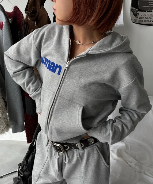 SHAGGIE（シャギー）の「【セットアップ】フルジップフーディスウェットパーカー（パーカー・レディース・ブラック/ベージュ/グレー・MEDIUM/LARGE）」の4枚目の写真