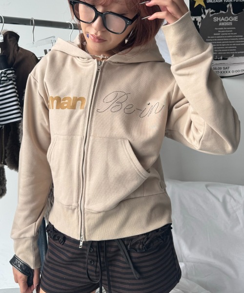 SHAGGIE(シャギー)の「【セットアップ】フルジップフーディスウェットパーカー(パーカー・レディース・ブラック/ベージュ/グレー・MEDIUM/LARGE)」の10枚目の写真