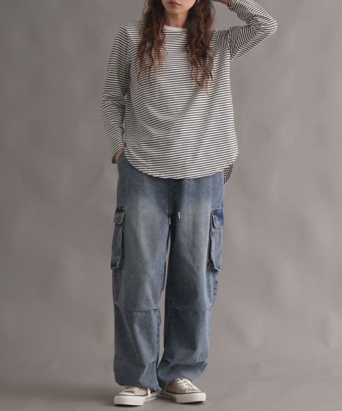 セール】デニムボリュームワイドカーゴパンツ（デニムパンツ）｜.WORKS