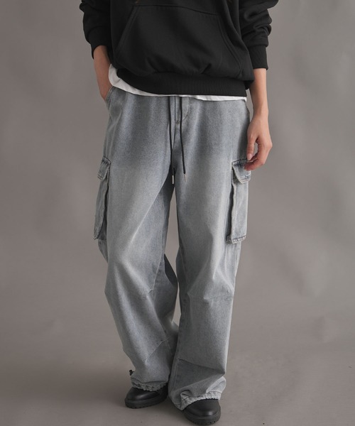 person soul 】ワイドカーゴデニム バギー arcana グレー person soul