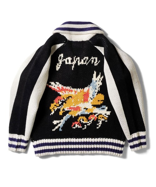 HOUSTON(ヒューストン)の「HOUSTON ヒューストン COWICHAN SWEATER HAWK 手編み カウチン ニット セーター 鷲(カーディガン/ボレロ・メンズ・ブラック/レッド/ブルー・XL/L/M)」の5枚目の写真