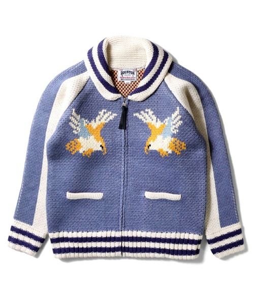 HOUSTON(ヒューストン)の「HOUSTON ヒューストン COWICHAN SWEATER HAWK 手編み カウチン ニット セーター 鷲(カーディガン/ボレロ・メンズ・ブラック/レッド/ブルー・XL/L/M)」の6枚目の写真
