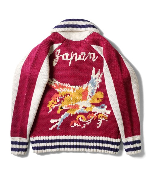 HOUSTON(ヒューストン)の「HOUSTON ヒューストン COWICHAN SWEATER HAWK 手編み カウチン ニット セーター 鷲(カーディガン/ボレロ・メンズ・ブラック/レッド/ブルー・XL/L/M)」の9枚目の写真