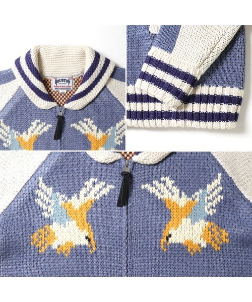 HOUSTON(ヒューストン)の「HOUSTON ヒューストン COWICHAN SWEATER HAWK 手編み カウチン ニット セーター 鷲(カーディガン/ボレロ・メンズ・ブラック/レッド/ブルー・XL/L/M)」の10枚目の写真