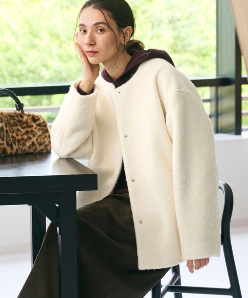 今季 B&Y UNITED ARROWS ブークレーノーカラーブルゾン ブークレ ノーカラーブルゾン（その他アウター）｜BEAUTY&YOUTH UNITED