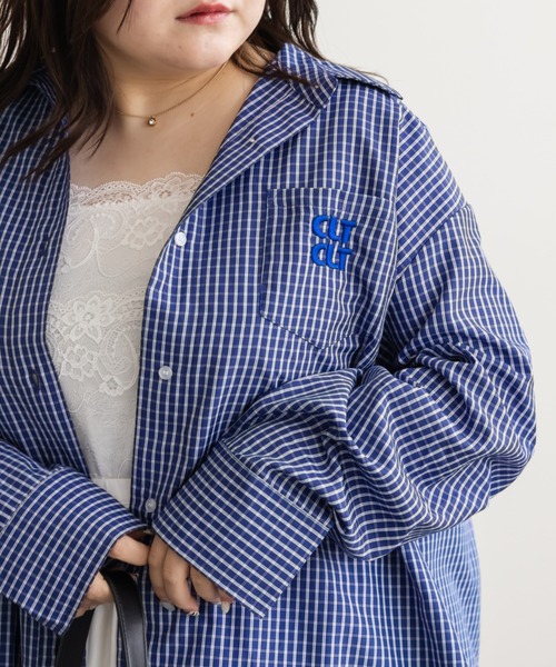 CLETTE(クレット)の「CLETTEオリジナルロゴ刺繍オーバーサイズチェックシャツ(シャツ/ブラウス・レディース・ベージュ/ブルー/アイボリー・4L/3L/LL)」の17枚目の写真