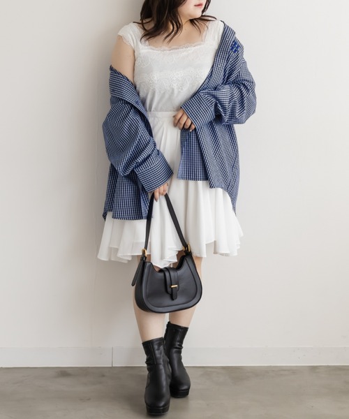 CLETTE(クレット)の「CLETTEオリジナルロゴ刺繍オーバーサイズチェックシャツ(シャツ/ブラウス・レディース・ベージュ/ブルー/アイボリー・4L/3L/LL)」の16枚目の写真