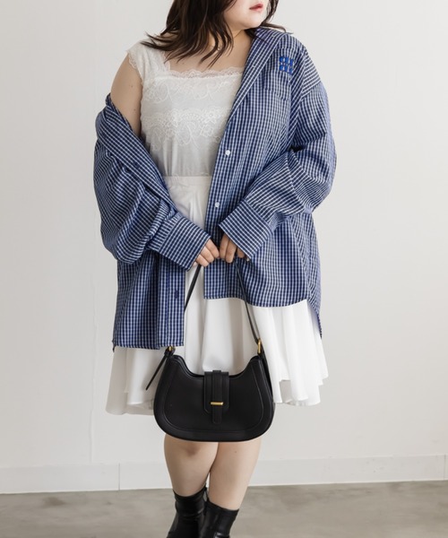 CLETTE(クレット)の「CLETTEオリジナルロゴ刺繍オーバーサイズチェックシャツ(シャツ/ブラウス・レディース・ベージュ/ブルー/アイボリー・4L/3L/LL)」の13枚目の写真