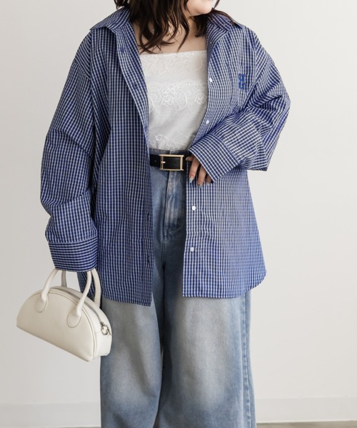 CLETTE(クレット)の「CLETTEオリジナルロゴ刺繍オーバーサイズチェックシャツ(シャツ/ブラウス・レディース・ベージュ/ブルー/アイボリー・4L/3L/LL)」の18枚目の写真