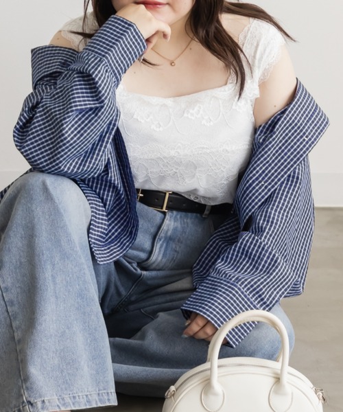 CLETTE(クレット)の「CLETTEオリジナルロゴ刺繍オーバーサイズチェックシャツ(シャツ/ブラウス・レディース・ベージュ/ブルー/アイボリー・4L/3L/LL)」の19枚目の写真