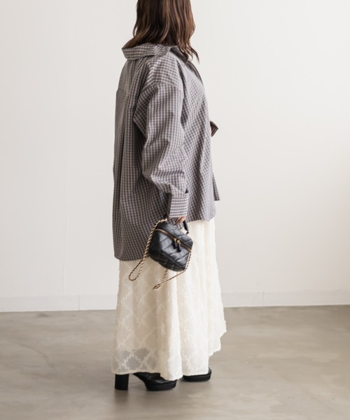 CLETTE(クレット)の「CLETTEオリジナルロゴ刺繍オーバーサイズチェックシャツ(シャツ/ブラウス・レディース・ベージュ/ブルー/アイボリー・4L/3L/LL)」の12枚目の写真