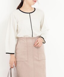 MICO COULIER | カットジョーゼット配色ブラウス(シャツ/ブラウス)