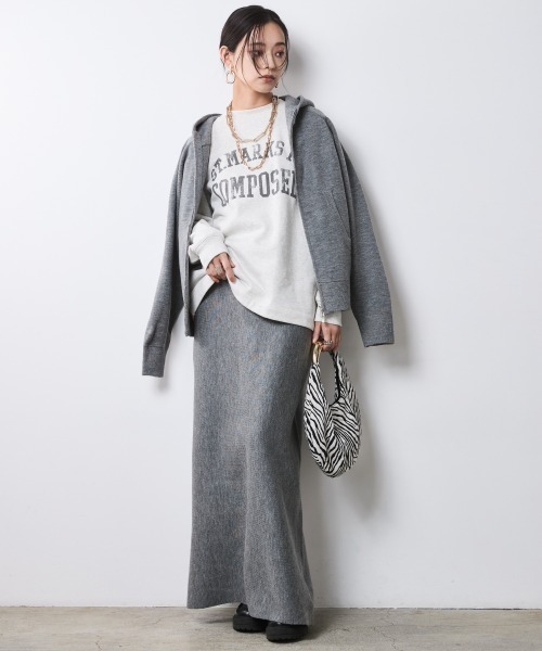 CHIC STYLE(シックスタイル)の「綿100%裏起毛ロゴプリントスウェット<大きいサイズ有>シックスタイル(スウェット・レディース・オートミール/杢グレー・3L/LL/L/M/5L/4L)」の6枚目の写真