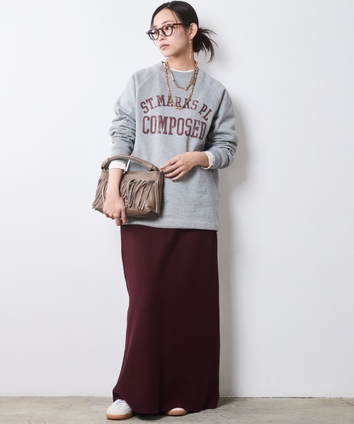 CHIC STYLE(シックスタイル)の「綿100%裏起毛ロゴプリントスウェット<大きいサイズ有>シックスタイル(スウェット・レディース・オートミール/杢グレー・3L/LL/L/M/5L/4L)」の8枚目の写真