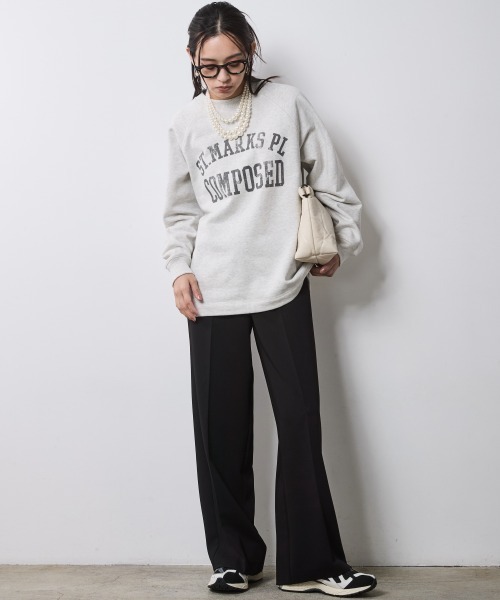 CHIC STYLE(シックスタイル)の「綿100%裏起毛ロゴプリントスウェット<大きいサイズ有>シックスタイル(スウェット・レディース・オートミール/杢グレー・3L/LL/L/M/5L/4L)」の11枚目の写真