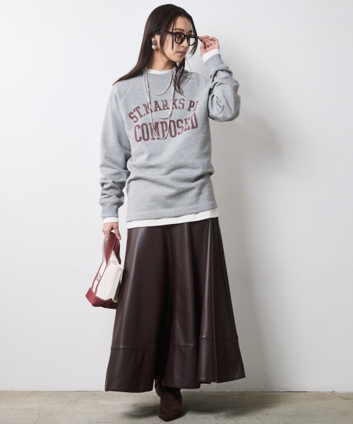 CHIC STYLE(シックスタイル)の「綿100%裏起毛ロゴプリントスウェット<大きいサイズ有>シックスタイル(スウェット・レディース・オートミール/杢グレー・3L/LL/L/M/5L/4L)」の15枚目の写真