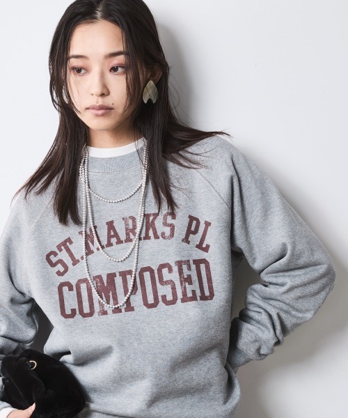 綿100％裏起毛ロゴプリントスウェット＜大きいサイズ有＞シック