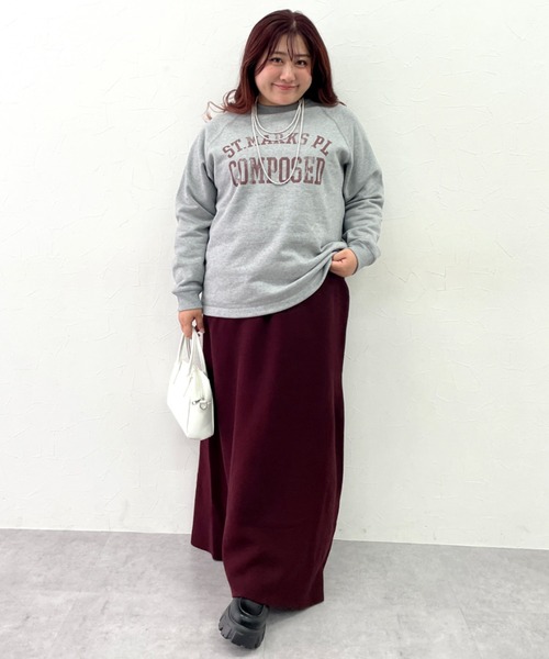 CHIC STYLE(シックスタイル)の「綿100%裏起毛ロゴプリントスウェット<大きいサイズ有>シックスタイル(スウェット・レディース・オートミール/杢グレー・3L/LL/L/M/5L/4L)」の3枚目の写真