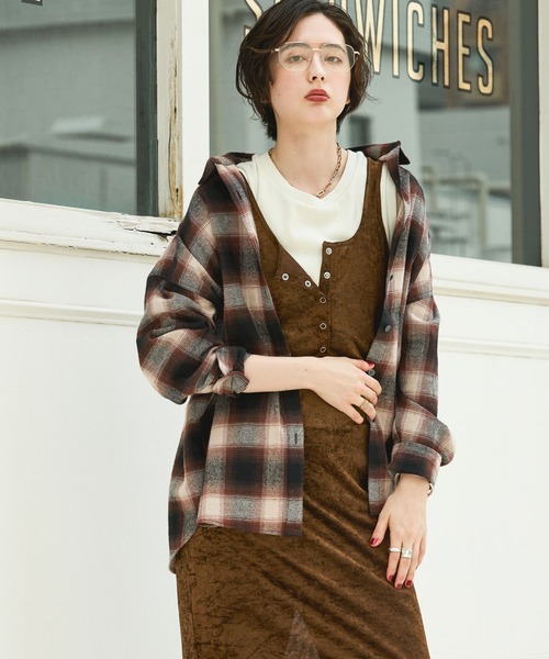 GEORGE'S（ジョージズ）の「ネルチェックシャツ（シャツ/ブラウス・レディース・ブラウン系/レッド系/ブラック系・SMALL/MEDIUM）」の3枚目の写真