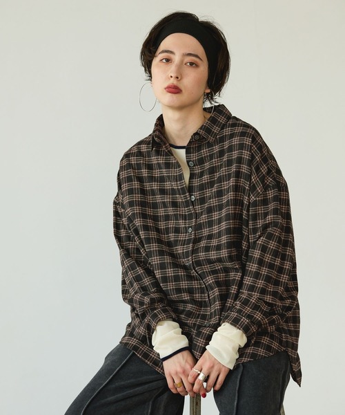 GEORGE'S（ジョージズ）の「ネルチェックシャツ（シャツ/ブラウス・レディース・ブラウン系/レッド系/ブラック系・SMALL/MEDIUM）」の6枚目の写真