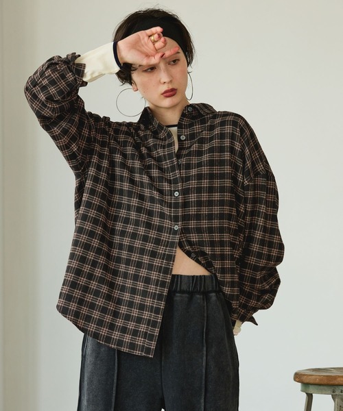 GEORGE'S（ジョージズ）の「ネルチェックシャツ（シャツ/ブラウス・レディース・ブラウン系/レッド系/ブラック系・SMALL/MEDIUM）」の8枚目の写真