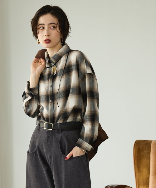 GEORGE'S（ジョージズ）の「ネルチェックシャツ（シャツ/ブラウス・レディース・ブラウン系/レッド系/ブラック系・SMALL/MEDIUM）」の14枚目の写真