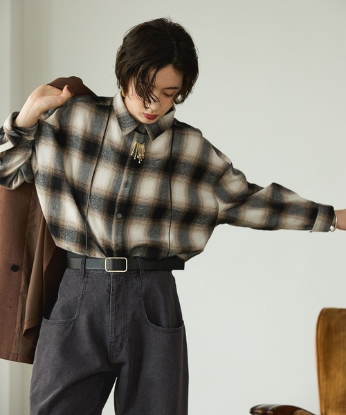 GEORGE'S（ジョージズ）の「ネルチェックシャツ（シャツ/ブラウス・レディース・ブラウン系/レッド系/ブラック系・SMALL/MEDIUM）」の17枚目の写真